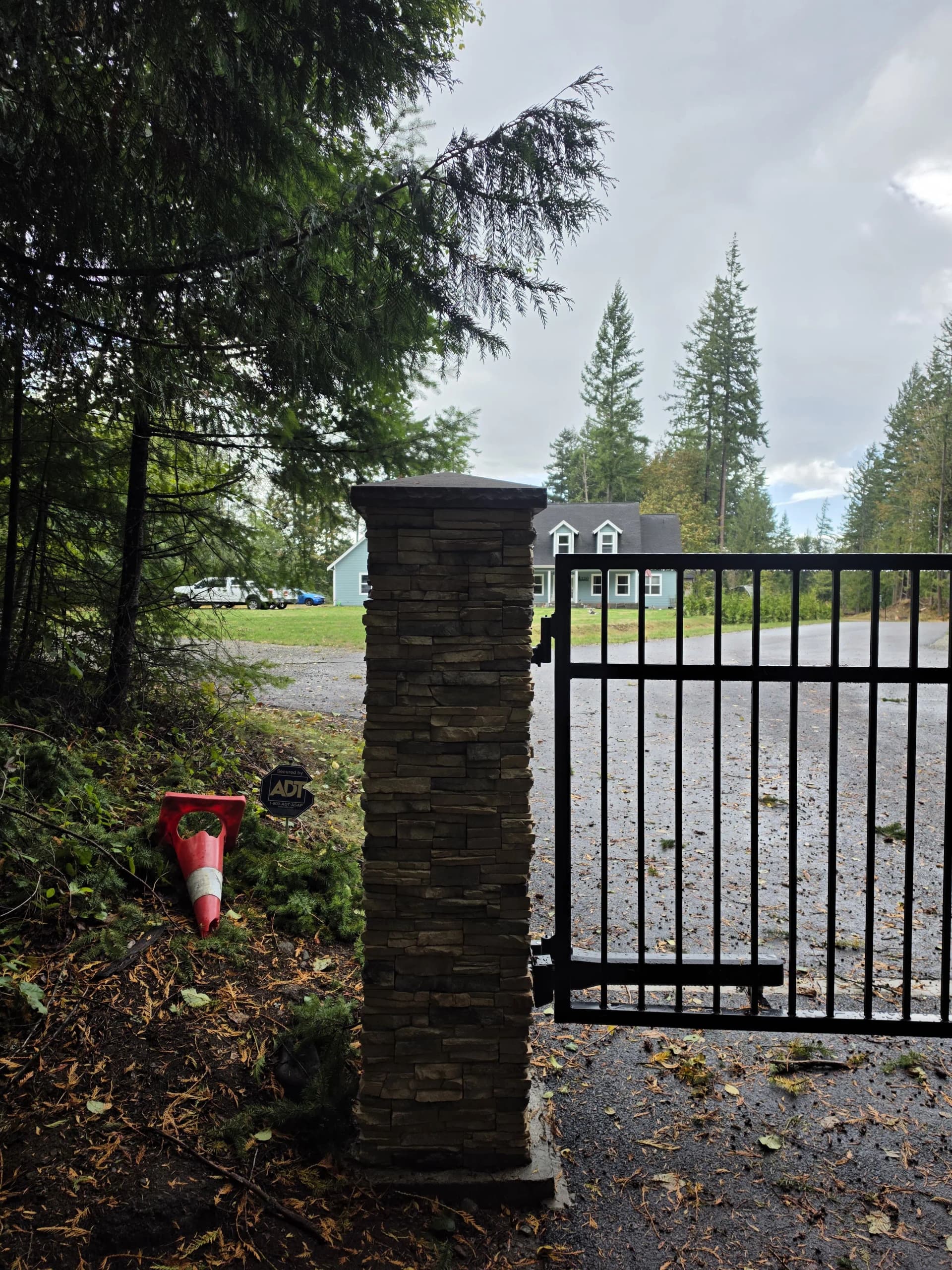 Gallery photos for Custom Automatic Driveway Gate with Stone Column Entry: Image #3