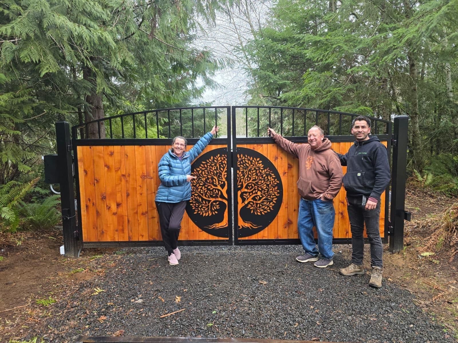 Custom Wood and Steel Driveway Gate Built for Shelton Homeowners image